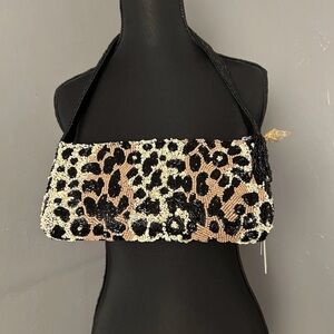 MADE IN INDIA: Leopard Print Beaded Women's Bag purse 🤎🖤